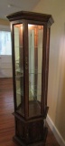 Lighted 4 Shelf Curio Cabinet With A Storage Cabinet At The Bottom (LOCAL PICK UP ONLY)