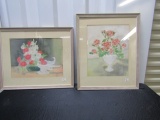 2 Signed Original Colored Pencil Drawings, Framed And Matted