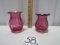 Nice Cranberry Blown Glass Creamer And Sugar Bowl