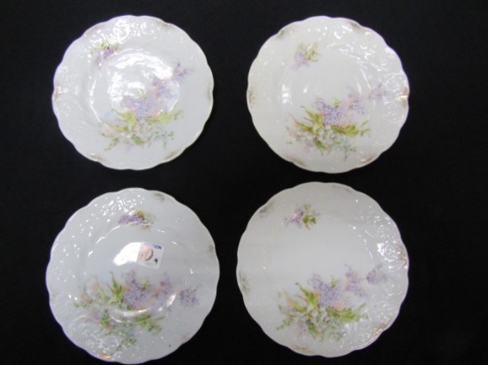 Matching Set Of 4 Porcelain Snack Plates, Dresden Germany