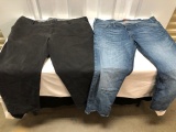 2 Pair Men's Pants Sz 46x29 Dockers Black Kaki and Foundry Jeans
