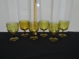 Set Of 6 Amber Colored Glass Goblets