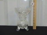 Vtg Bohemian Cut Lead Crystal Footed Vase