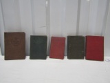 4 Antique Biology, Literature And English Books And A Webster's Dictionary