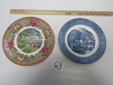 2 Vtg Porcelain Collectible Plates: Wedgwood Landscape Pattern And Currier And