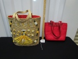 2 Ladies Basket Weave Handbags