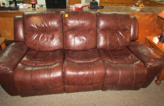 Very Nice Genuine Leather Couch W/ Double Recliners (LOCAL PICK UP ONLY)