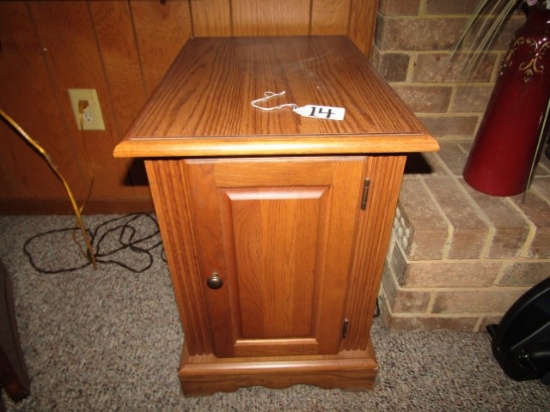 Lamenated Wood End Table W/ Storage Cabinet  (LOCAL PICK UP ONLY)