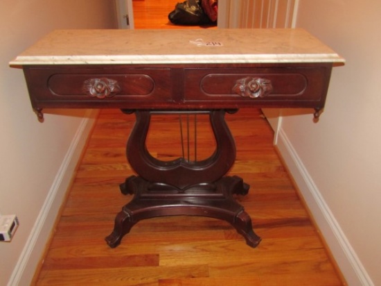Vtg Mahogany W/ Marble Top Duncan Phife Style Hall Table (LOCAL PICK UP ONLY)