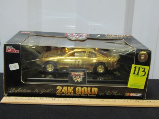 N I B Vtg 1998 Sterling Marlin #40 24 K Gold Plated 50 Th Anniversary Diecast