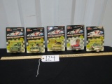 5 N I B Vtg 1989 1:64 Scale Diecast Race Cars W/ Trading Card And Stand