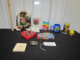 Vtg Jeff Gordon Lot: Race Ball, Plaque, Mug, Glass, Belt Buckle, Hood Switch Cover, Etc