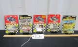 5 N I B Vtg 1993 And 1994 Diecast Race Cars W/ Trading Card And Stand