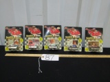 5 N I B Vtg 1991 1:64 Scale Diecast Race Cars W/ Trading Card And Stand