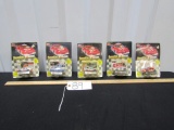 5 N I B Vtg 1991 1:64 Scale Diecast Race Cars W/ Trading Card And Stand