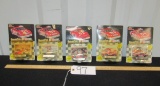 5 N I B Vtg 1992 1:64 Scale Diecast Race Cars W/ Trading Card And Stand