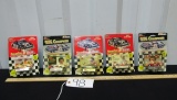 5 N I B Vtg 1993 1:64 Scale Diecast Race Cars W/ Trading Card And Stand