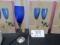 4 N I B Sets Of 2 ( 8 Total ) Silver Plated W/ Cobalt Blues Glass Champagne