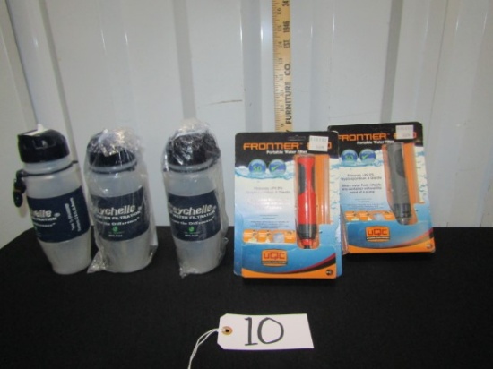3 Seychelle Water Filtration Bottles And 2 N I B Frontier Pro Portable Water Filters