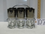 Set Of 6 Tea Gllasses W/ Glass Carry Rack