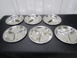 Set Of 6 Stainless Steel Divided Plates
