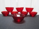 Set Of 8 Ruby Red Glass Bowls
