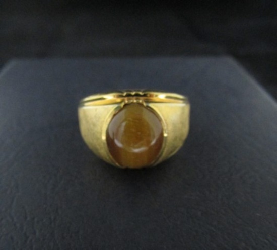 Men's 14 Karat Gold Filled Ring W/ Tiger Eye Gemstone