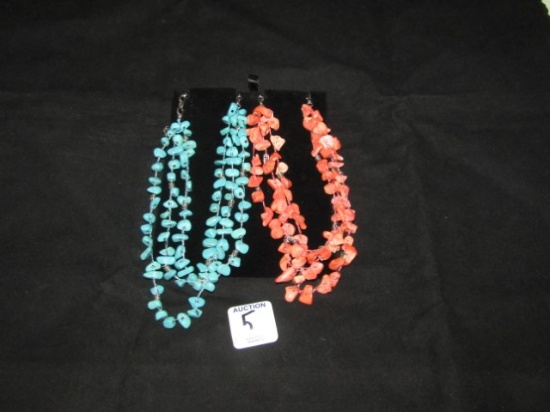 New Turquoise Necklace And A New Coral Necklace