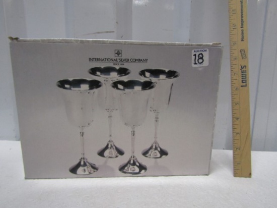 Set Of 4 Matching N I B Silver Plated Goblets By International Silver Co.
