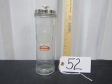 Vtg Glass W/ Stainless Steel Top Peppermint Candy Stick Jar