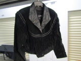 Ladies Genuine Leather And Suede Leather Jacket W/ Frills