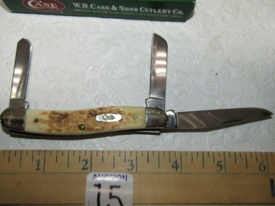 N I B Case X X 6318 S S Pocket Knife W/ Peach Seed Bone Handle