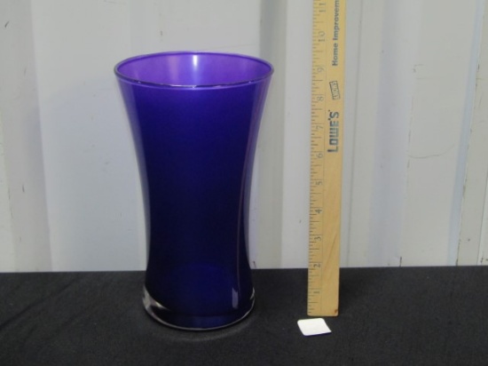 Reverse Painted Purple Art Vase