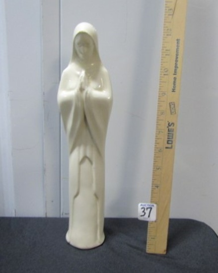 Vtg White Porcelain Madonna 12" Figurine