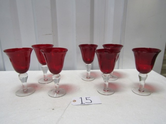 Lot Of 7 Sonoma Ruby Red Blown Glass Goblets