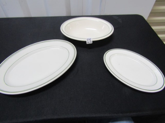 3 Vtg Hotel Serving Pieces: Bowl, Platter And Dish