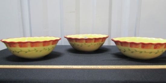 3 New Pfaltzgraff Napoli Hand Painted Oval Serving Bowls