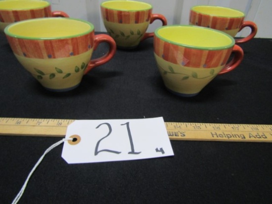 4 New Pfaltzgraff Napoli Hand Painted Large Coffee Mugs