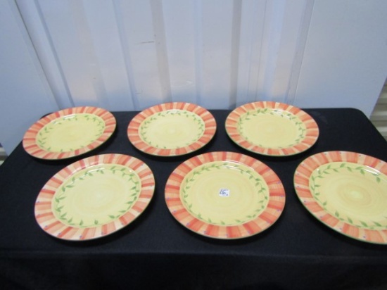 6 New Pfaltzgraff Napoli Hand Painted Dinner Plates