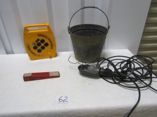 Handy Tool Lot: 4 Lb Splitting Wedge, Portable Power Cord Reel, Work Light