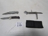 Vtg Frost Cutlery Knife; Sabre Pocket Knife And A Multi Tool W/ Knife W/