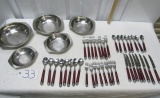 Service For 8 Cambridge Stainless Steel Flatware And 5 Stainless Steel Prep Bowls