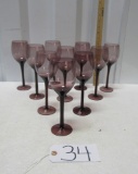 Set Of 10 Purple Amethyst Wine Glasses