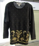 Ladies Victoria Harbour Sweater W/ Gold Sequins And Beads
