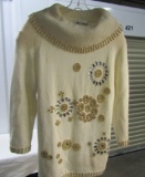 Ladies Victoria Harbour Cowl Neck Sweater W/ Beads And Rhinestones