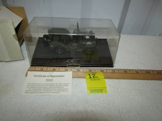 N I B Chrysler 1941 Willys Jeep In Acrylic Case And Registration