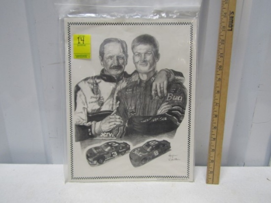 Drawing Print Of Dale Earnhardt Sr And Jr By Dale Adkins
