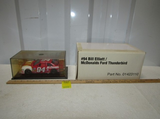 N I B 1996 Bill Elliott Mcdonalds Die Cast Metal Race Car In Acrylic Case