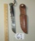 Vtg Ka - Bar Union Cutlery Co. Boy Scout Fixed Blade Knife And Leather Sheath