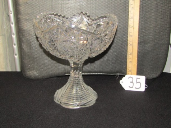 Vtg And Large Cut Lead Crystal Compote